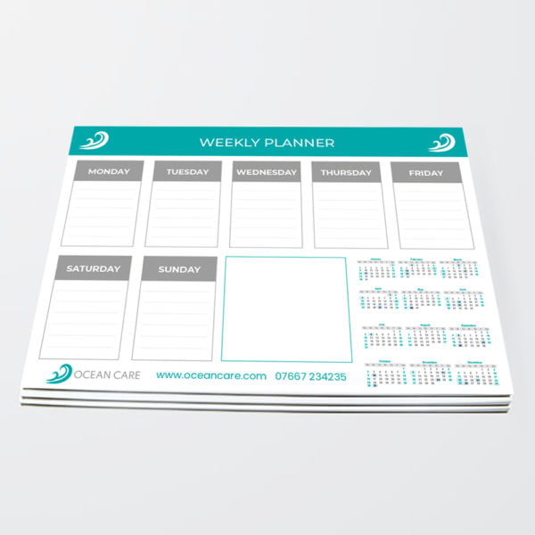 printed weekly planner pad