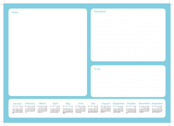 Light Blue Desk Planner A3