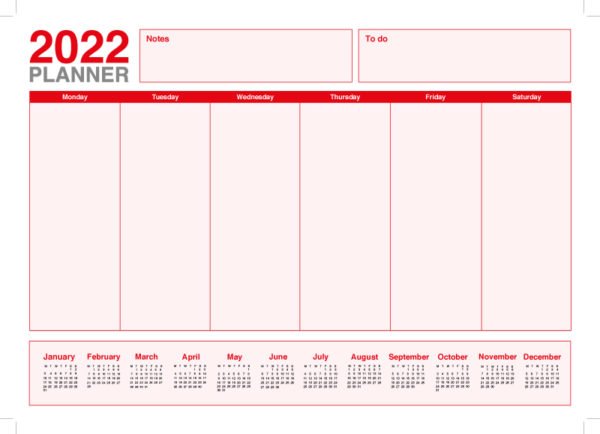 Red Desk Planner A3