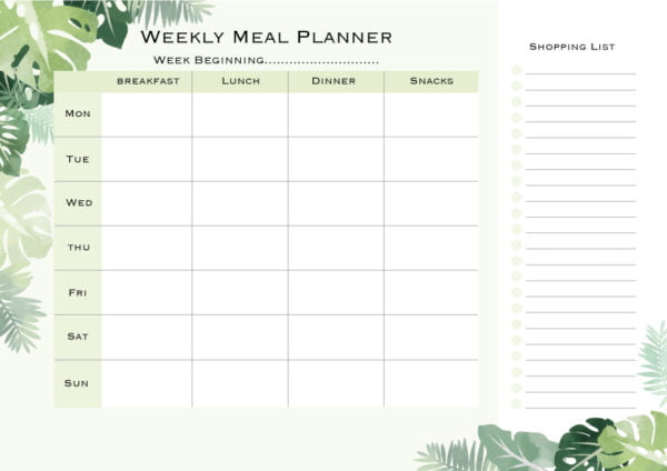 Weekly Meal Planner A5