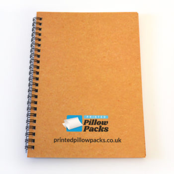 branded notepads - palin wirobound notepad with pillowpacks.co.uk logo