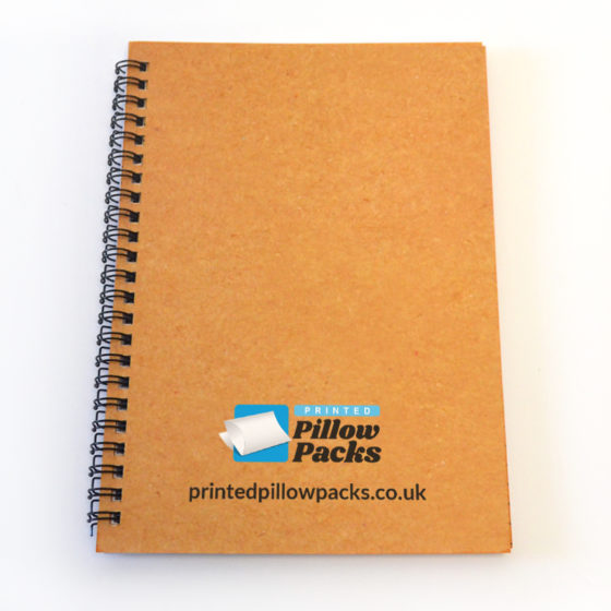 branded notepads - palin wirobound notepad with pillowpacks.co.uk logo